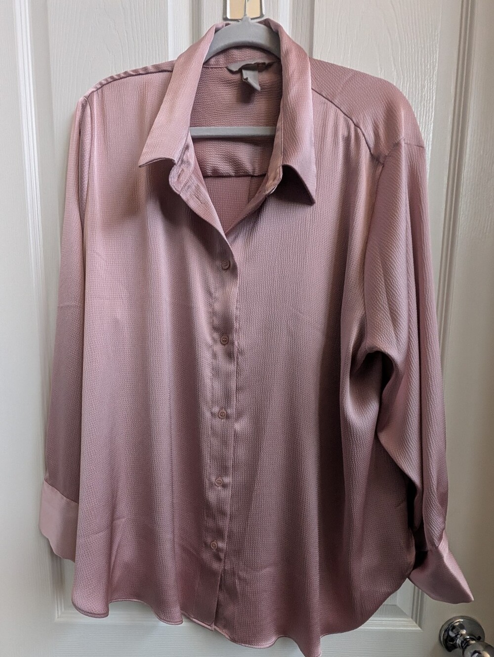H&M Silky Mauve Button-Down Blouse